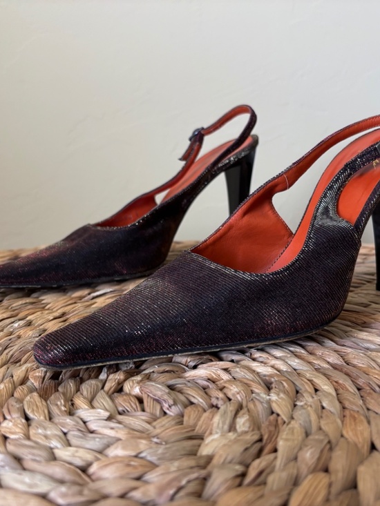 Giuseppe Zanotti Shoes - GIUSEPPI ZANOTTI Design / VICINI / red / gold pointed toe slingback heel / 37.5